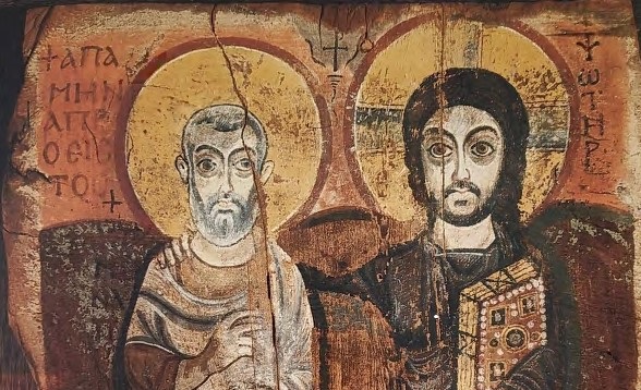 Jesus und sein Freund, koptische Ikone des 8. Jh. n. Christus